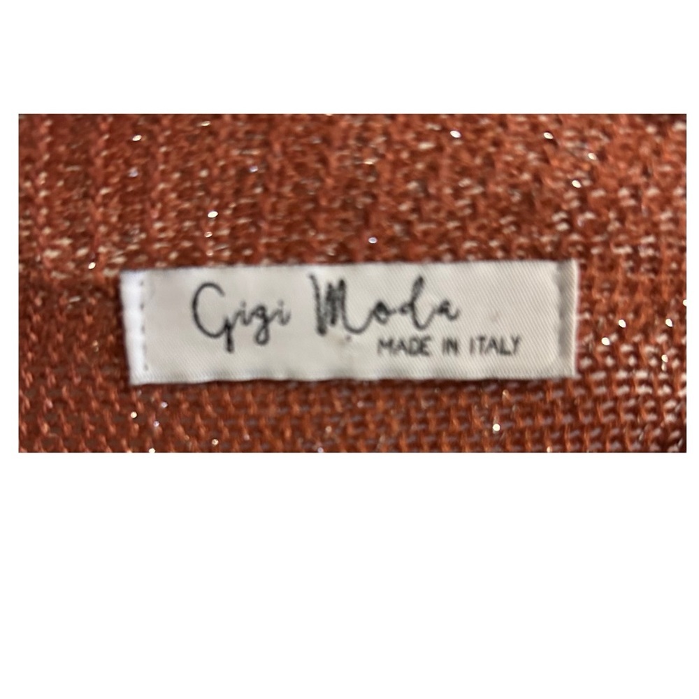 GIGI MODA $141 Argento Dual Toned Sweater Rust Brown Metallic Thread Italy Made - Picture 6 of 16